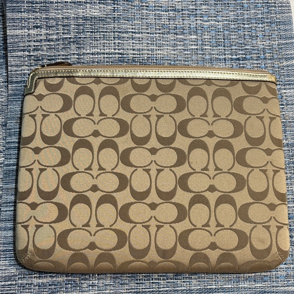 Coach Tan Signature tablet pouch with colorful accents - Picture 2 of 3